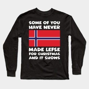 Funny Making Lefse For Christmas Norway Flag Long Sleeve T-Shirt